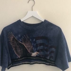 Furst of a kind blue crop top tee shirt size S